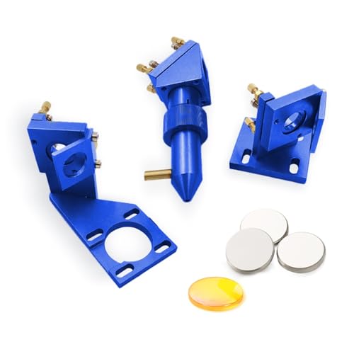 CO2 Laser Head Set Lens Dia12/18/20mm Mirror Dia 20mm for 2030 4060 K40 Laser Engraving Cutting Machine(Blue,CVD_Set C D20 F50.8)