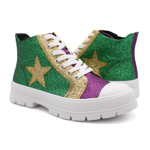 Laforst Women's Mardi Gras Glitter Nonslip Comfortable Sneaker Multicolor 8