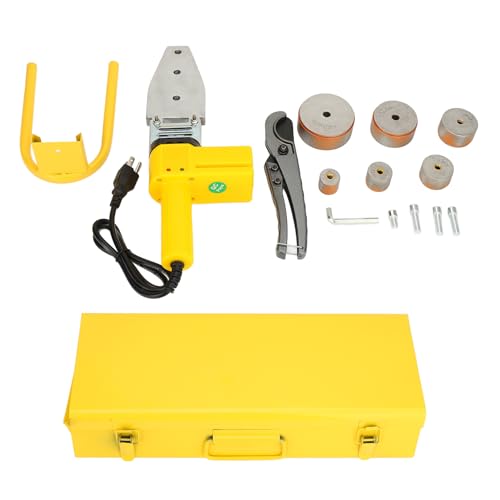 Image of Plastic Pipe Welder for PE and PPR Water Pipes - Hot Melt Machine with Aluminum Alloy Body and Engineering Plastic Housing - Includes 6 Dies and Cutting Scissors