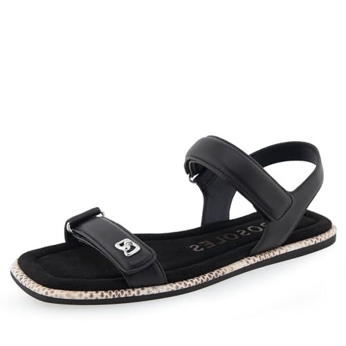 Sandale plate Bruna cuir noir Aerosoles pour vos marches d'été