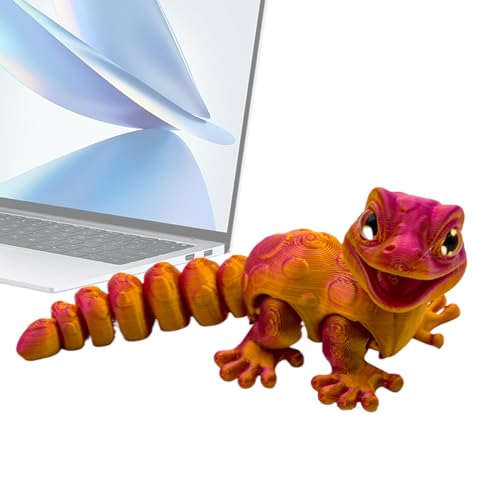 3D プリント トカゲ ? 14x5.8x5.8cm ABS ヤモリ フィジェット トイ、リアルな爬虫類モデル フィギュア |子供、男の子、女の子の寝室、寮の机、リビングルームの装飾、リラックスできる手のおもちゃの飾りに最適です。