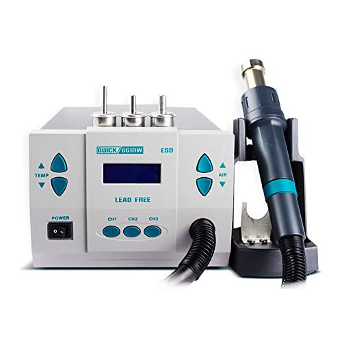 Quick 861Dw Digital Soldering Rework Station With Lcd Display Screen, 1000W Solder Station Welding Iron With Smart Temperature Control, With Extra 3Pcs Soldering Nozzles #TOP1
