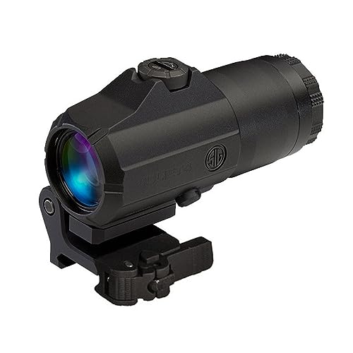 SIG SAUER JULIET4 4X Magnifier | Durable Compact Waterproof Adjustable Quick Release PowerCam / M1913 Picatinny Red Dot Sight Magnifier Black