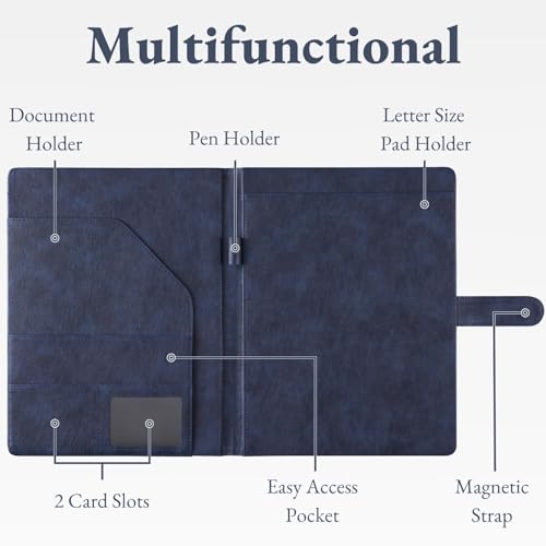 Image of Mymazn Padfolio, Portfolio Folder, Legal Pad Holder, Letter-Size Notepad | Faux Leather Binder, Document Organizer, Business Card Holder for Professional Resume & Interview, Men & Women