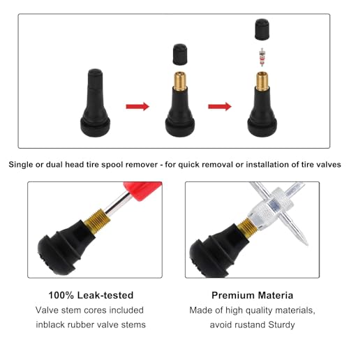 Image of Yourkar Valve Stem Installer Tool, Tire Valve Stem Puller Tool Single Dual Head Valve Core Remover, Tire Repair Tool Set with Valve Cores Valve Stem Replacement, Car Accessories