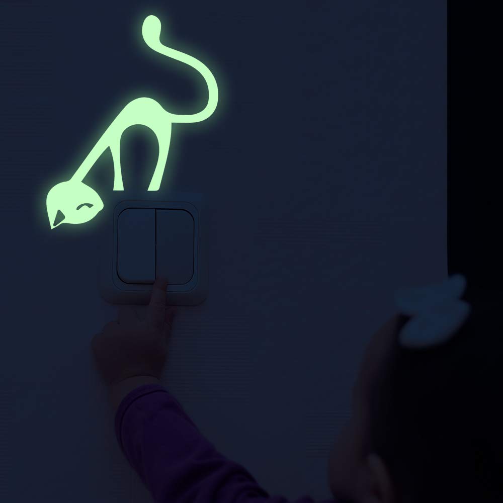 Glow in The Dark cat Wall Sticker Decal - 30 x 25cm - Perfect for Light switches, 30 x 25 cm - Image 3
