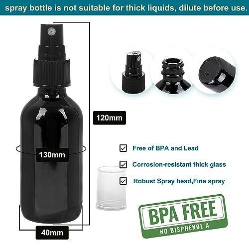 Image of NOOEEISS Black Glass Small Spray Bottle 2 oz 24Packs,Fine Mist Sprayer Small Clear Bottles,Refillable Containers mini spray bottles for Cleaning Solutions and Skin Care (Black 24pcs)