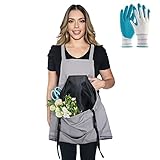 Gardening Apron with Pockets for Women Men Harvesting Apron with Adjustable Cross Back Garden Belt W