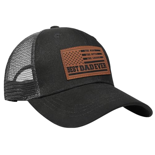 Image of World's Best Dad Ever Trucker Hat Baseball Cap Fathers Day Birthday Gifts for Dad from Daughter Son Black Fathers Day Hat