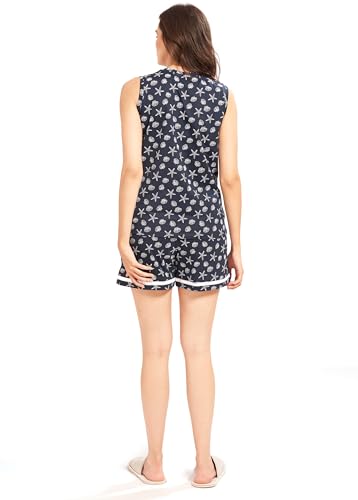 Image of AV2 Women Cotton Printed Round Neck Sleeveless Nightsuit Set|Pajama Set, Bermuda Shorts Set|Casual Night Dress -2838