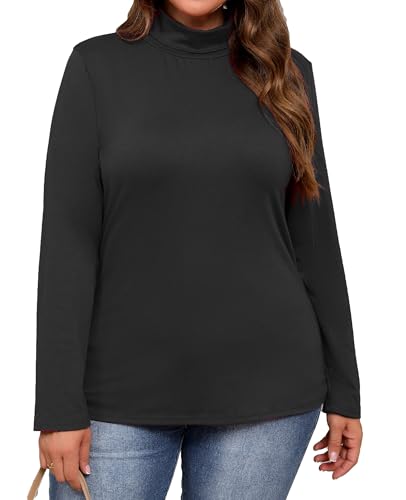 Plus Size Turtleneck Shirt Women Long Sleeve Slim Fit Mock Neck Bodycon Tops2