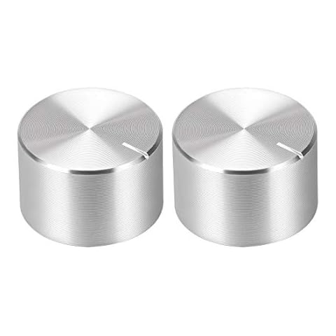 sourcing map 2St Knopf Alu Lautstärkeregler Potentiometer Rändelwelle Glatte Oberfläche Drehknopf 20mm x 13mm Silber Cover