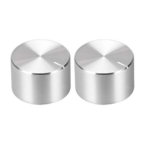 uxcell 2 potentiomètres bouton rainuré argent aluminium lisse 20mmx13mm