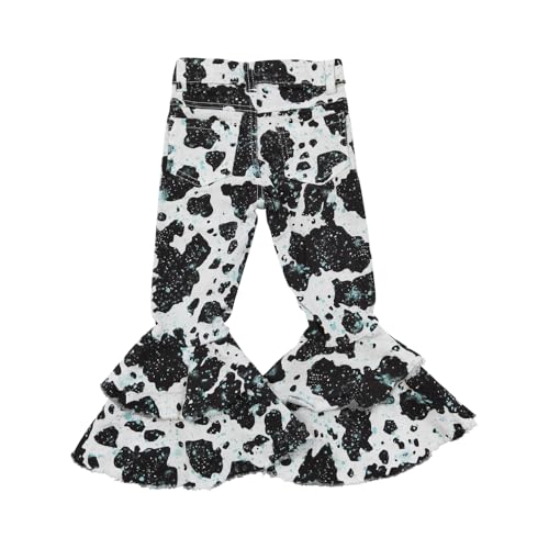 Girl Jeans Cow White Black Teal Blue Toddler Bell Bottom Pants2