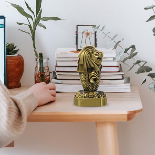 Figurines Merlion Singapour en métal : lot de 2 statuettes déco - 7