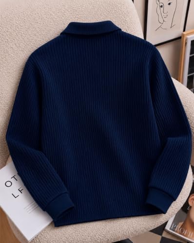 Image of AUSK Men's Cotton Blend Rib Knit Textured Full Sleeve Polo T-Shirt | Regular Fit Zip Polo Neck Smart Casual T Shirt for Men | Stylish Fashion & Casual Wear Tshirt for Men
