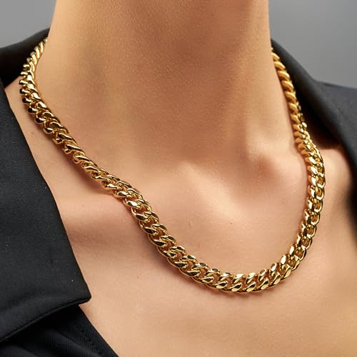LIFETIME JEWELRY 9mm Miami Curb Cuban Link Chain Necklace 24k Gold Plated3