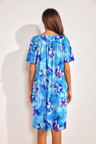 Image of Ekouaer Womens House Dress Floral Print Nightgown with Pockets Mumu Dress
