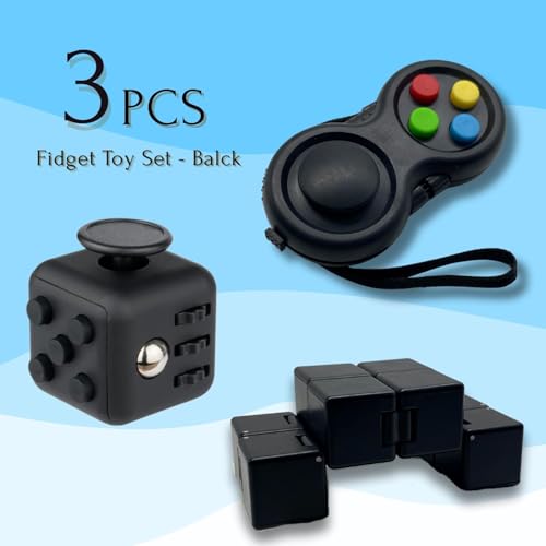 Yeefunjoy 3Pcs Anti-Stress Würfel Spielzeug, Infinity Cube, Fidget Pad Controller, Dekompression Spielzeug, Tötungs Zeit Zappeln Spielwaren für Kinder und Erwachsene Stressaubbau bei Nervösität
