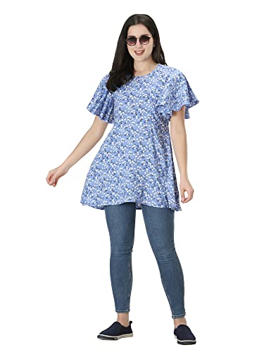 Image of ZUVINO Women's Maternity Feeding Top with Zip for Easy Nursing | Stylish Feeding Tops for Jeans | Maternity Short Kurti for Mothers | Trendy Prints On 100% Viscose Rayon.