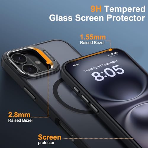 EGOTUDE for iPhone 16 Plus Case | Translucent Matte Hard Back Cover with Stand Compatible with Mag 4 41mOKF3h9wL