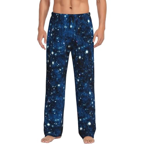 Night Sky Blue Nebula Stars Cool Mens Pj Pants,Soft Men Lounge Pants,Mens Pajama Pants Bottoms,Sleep Pants For Men4