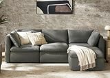 mopio Oversized Modular Sectional Sofa with Fully Removable Covers and Storage, Convertible U, L-Shaped and Sleeper Sectional, Modern Couches with Ottoman Chaise (Stone Gray Fabric, 4 Seats, L)