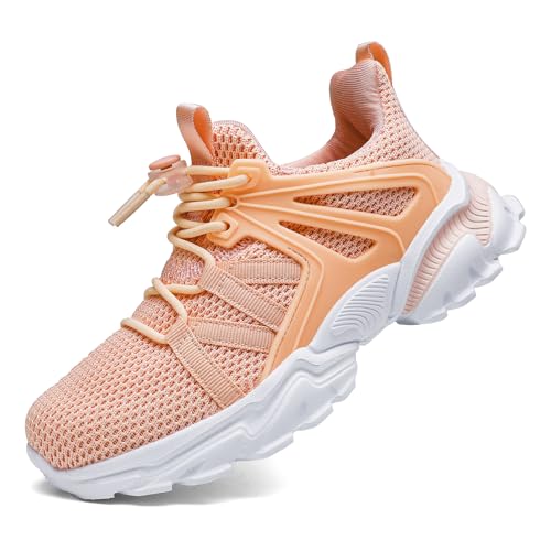 Xingfujie Kids Sneakers for Girls Running Shoes Athletic Cushion Boys Tennis Shoes Fashion Sturdy Pink Sports Size 5 Big Kid by Xingfujie - Used condition - US$11.18