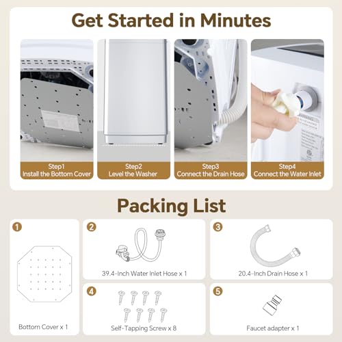 NEWBULIG 1.06 Cu.Ft Portable Washing Machine, 7.7 lbs Capacity Full-Automatic Compact Washer with 10 Wash Cycles & Auto-Balance, for Apartment RV Dorm Camping by NEWBULIG - Image 8