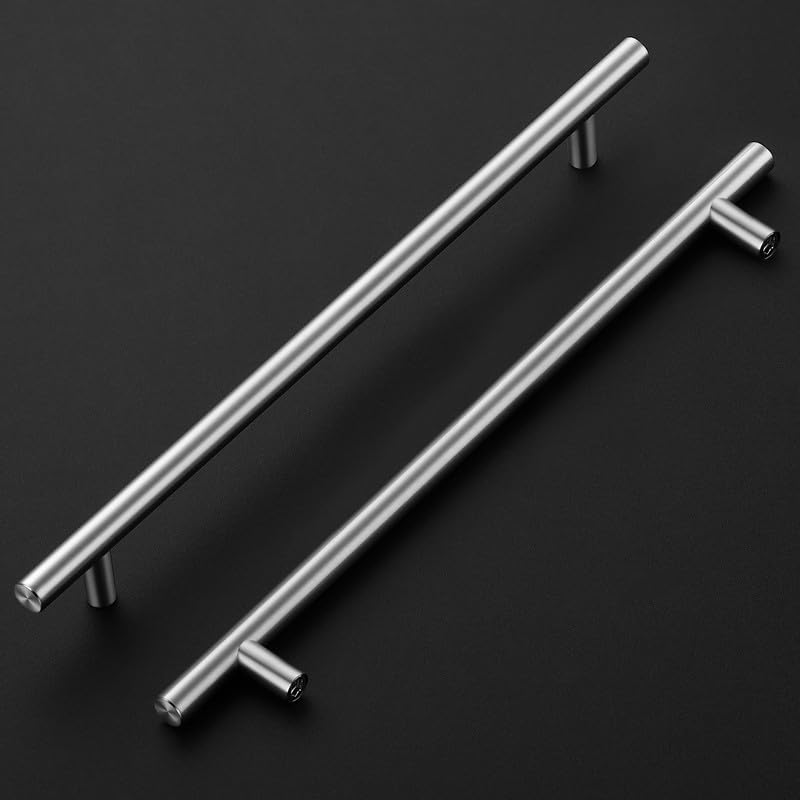 Ravinte Pack of 5 Silver Furniture Handles, T Bar Handles for Kitchen Cabinets 256 mm, Hole Centre, Cabinet Handles - Image 2