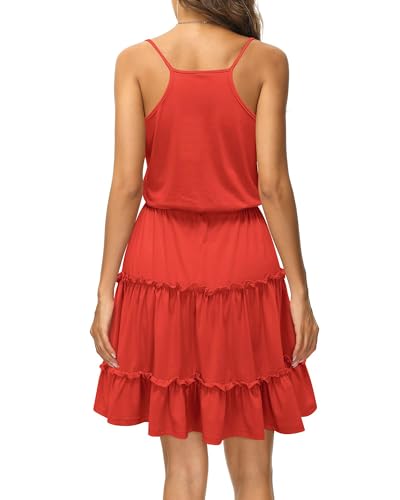 Image of Newshows Women's Summer Casual Dress Cute A Line Ruffle Hem Flattering Fit Beach Vacation Sundress