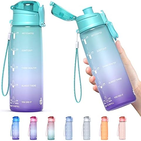 Y&3 Wasserflasche mit Zeitmarkierung, BPA-freier Tritan-Kunststoff, auslaufsicher Cover