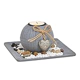  Portavelas con piedras decorativas, color gris