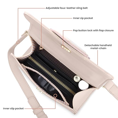 Image of Fastrack HeartPop Sling, Made with High-Quality Faux Leather, Versatile and Durable Design, Gold Metal Accents, Setachable Sling Strap