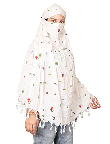 Image of SIXSIGMA Cotton Long Scarf Cum Mask scarves Usable for vehicle Driver | White Printed Design | Universal Size | For Girl & Women | Breathable Sun Protection Light Weight