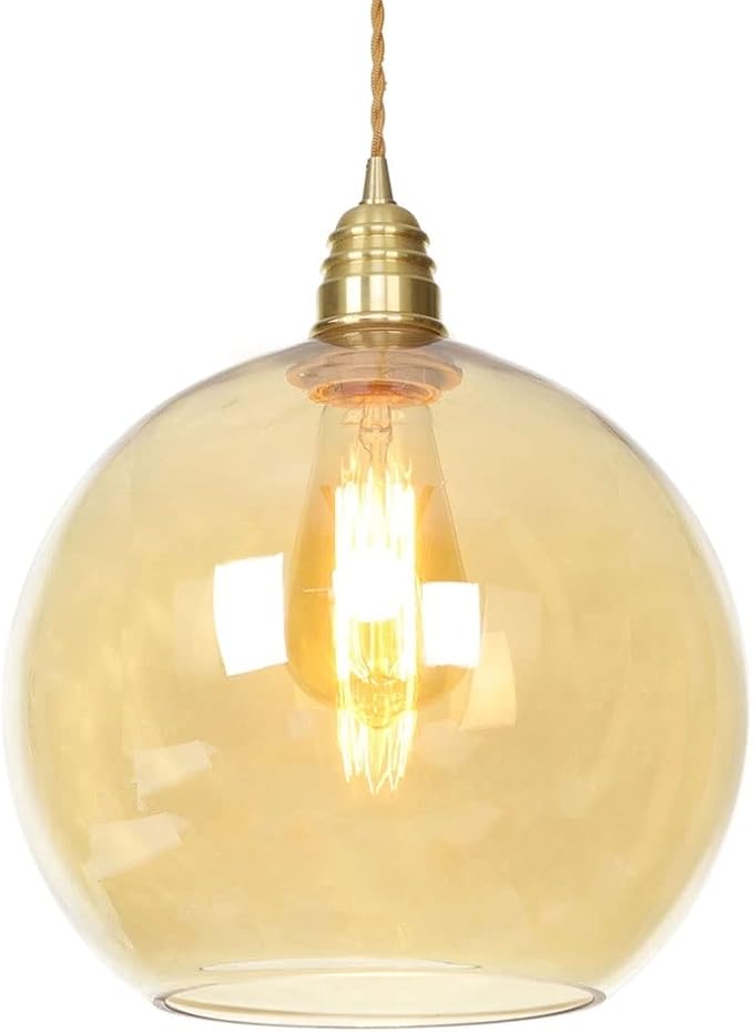 Mjsdjof Moderne Retro Hanglamp Plafondverlichtingsarmaturen, Industriële Hanglamp Met Amber Glas | Textielkoord | Verstelbare hoogte keukenlamp voor hotels hal winkels café bar