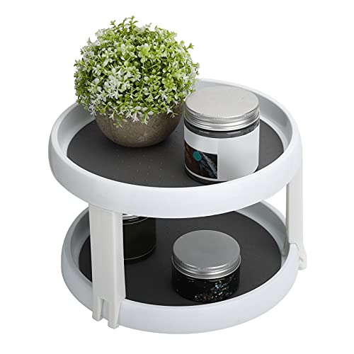 kryddsnurra skåpsorganisatör arrangör, 2-vånings roterande organisatör, skåp kryddställ med halkfritt foder 360 graders roterande hjulspänne skivspelare för förvaring av föremål