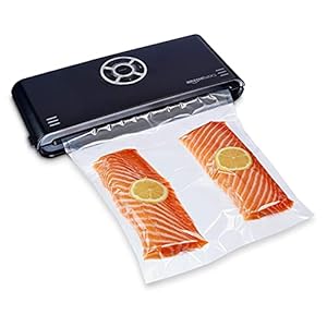 Amazon Basics – Vakuumierer, 30 cm Naht + 10 Vakuumierbeutel, Schwarz