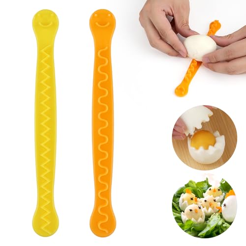 XIHIRCD 2uds Cortadores de Huevos Cocidos Elegante, 2 Formas Multifuncional Cortador Decorador de Huevos Rebanador de Frutas Herramienta de Cocina para Hacer Lindos Bento para Niños