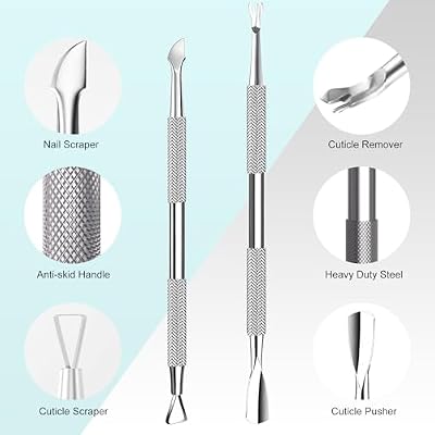 Cbiumpro 5-Pack Cuticle Trimmer Set with Pusher, Cutter, Scraper, Nipper, Clipper, Professional Stainless Steel Cuticle Remover Tools Kit for Fingernails & Toenails - with Case