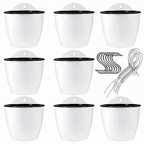 JAPCHET 8 Pack 7 Inch Self Watering Hanging Planters, Wall