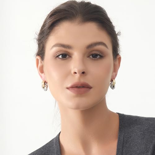 Gold-Plated Chunky Gold Earrings for Women Knot Link Circle Geometric Drop Dangle Earrings Studs Trendy Jewelry4