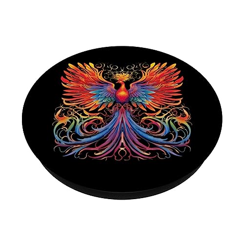 Phoenix Fire Inspirational Fantasy PopSockets Swappable PopGrip, Black - Image 2