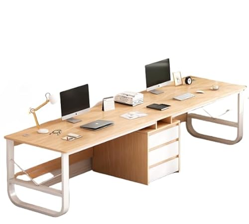 大型のダブルスタディライティングデスク、木製の 2 人用ゲームテーブル、コンピューターデスク、ダブルワークステーション、ホームオフィスに適しています。 (牧歌的なオーク,240*50*73cm)