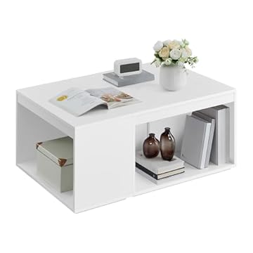 VASAGLE Tavolini da Salotto, Set di 3 Tavolini da Caffè, Tavolini Rettangolari Componibili, Stile Moderno, con Ripiano, per Soggiorno Camera da Letto Studio, Bianco Neve LCT301W01