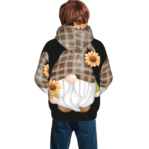 Sunflower Gnomes Kid Hoodies Boys Sweatshirts Girls Pullover with Pocket4