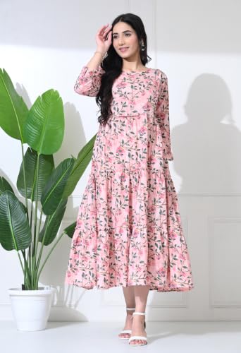 Image of Amazon Brand - Tavasya Women Long Maternity Kurta | Feeding Kurti | Comfort Maxi Dress