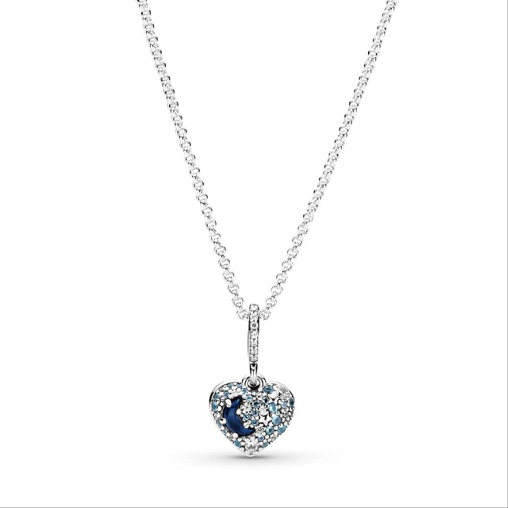 Chaîne forçat flocon de neige lune étoiles cœur 50cm collier scintillant