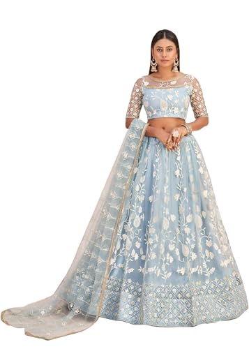 Lehenga 12514 filet papillon femme : jupe longue indienne effet miroir