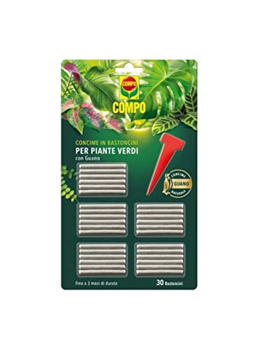 COMPO CONCIME IN BASTONCINI PER PIANTE VERDI CON GUANO 3 MESI DI DURATA PIANTE FIORI ORTAGGI